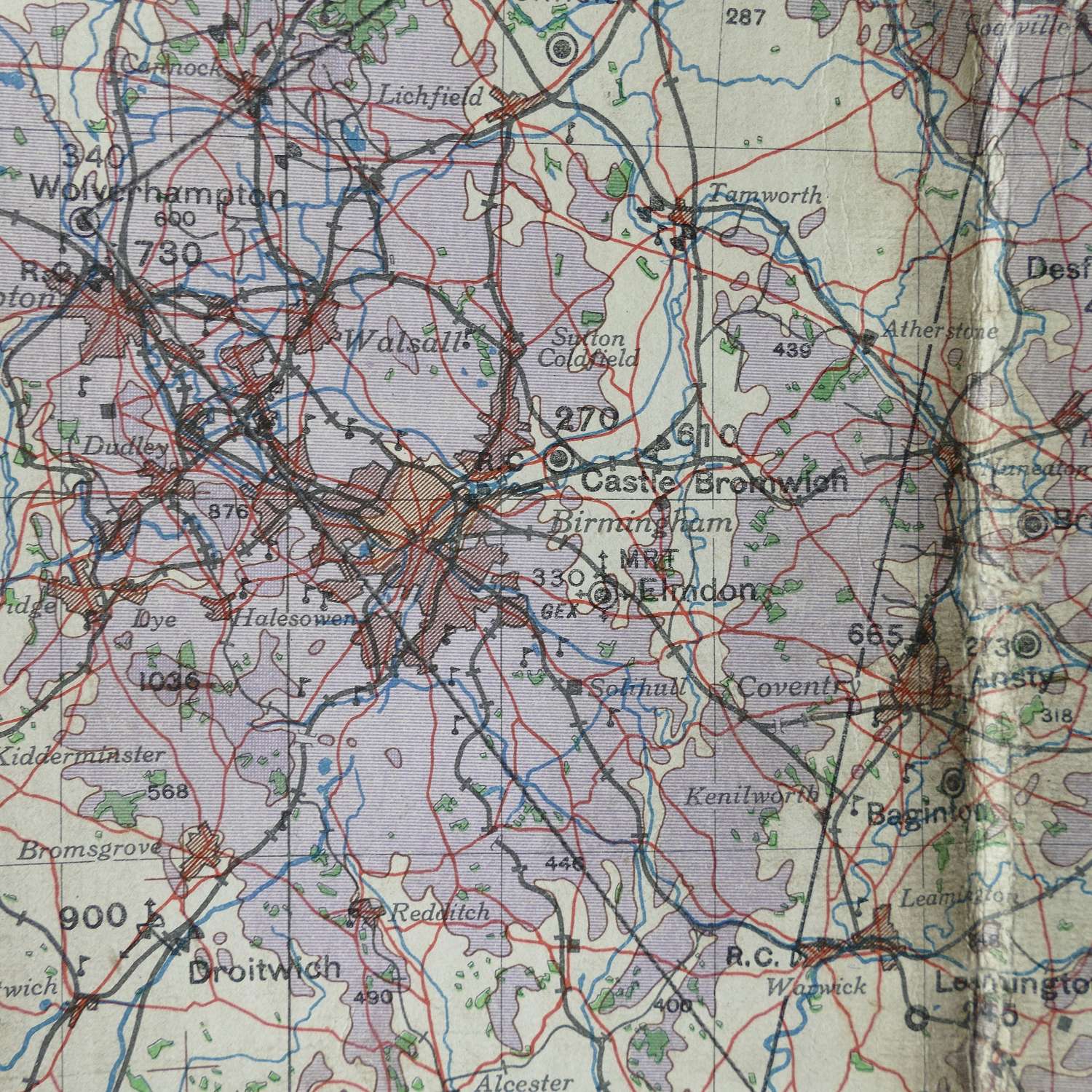 RAF flight map, Miidlands and Wales