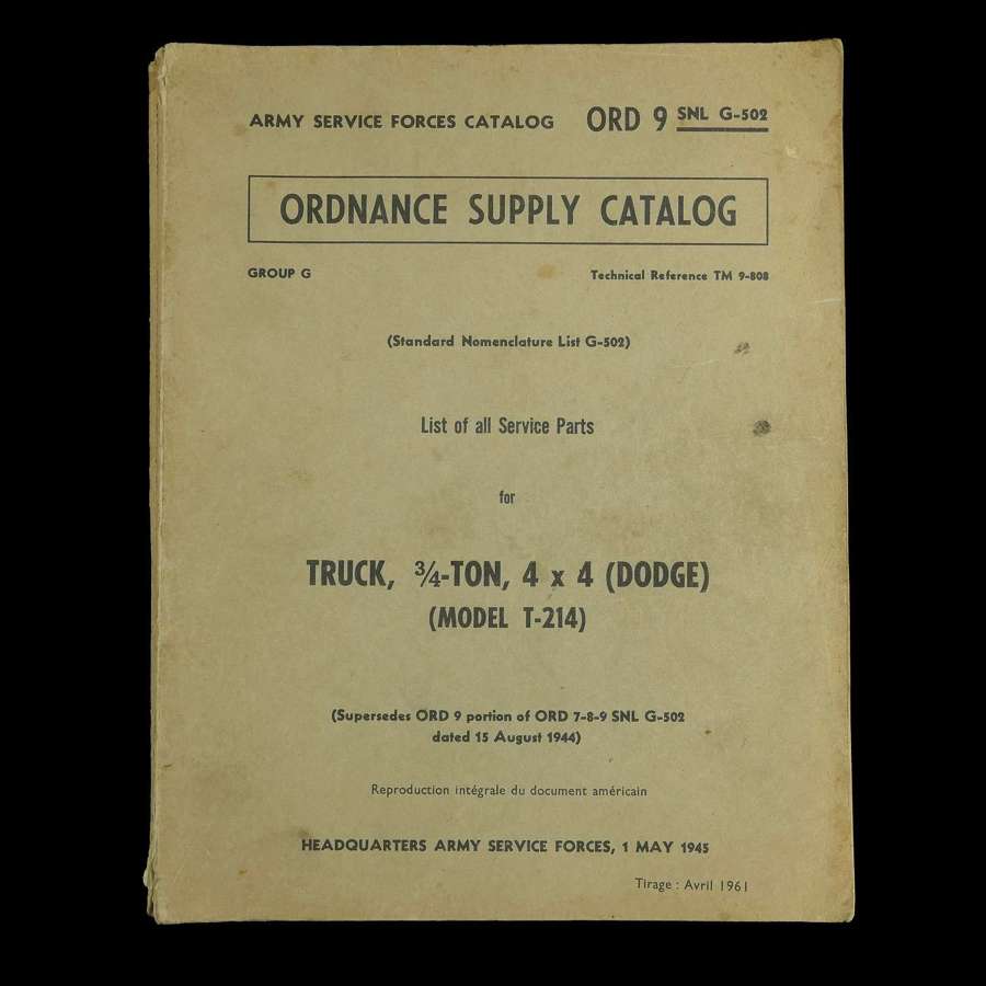 Ordnance Supply Catalog - 3/4-Ton Dodge Truck (T-214)
