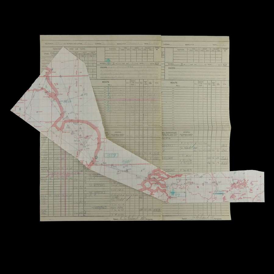 RAF 158 Squadron Navigator's bombing raid chart - Gladbeck