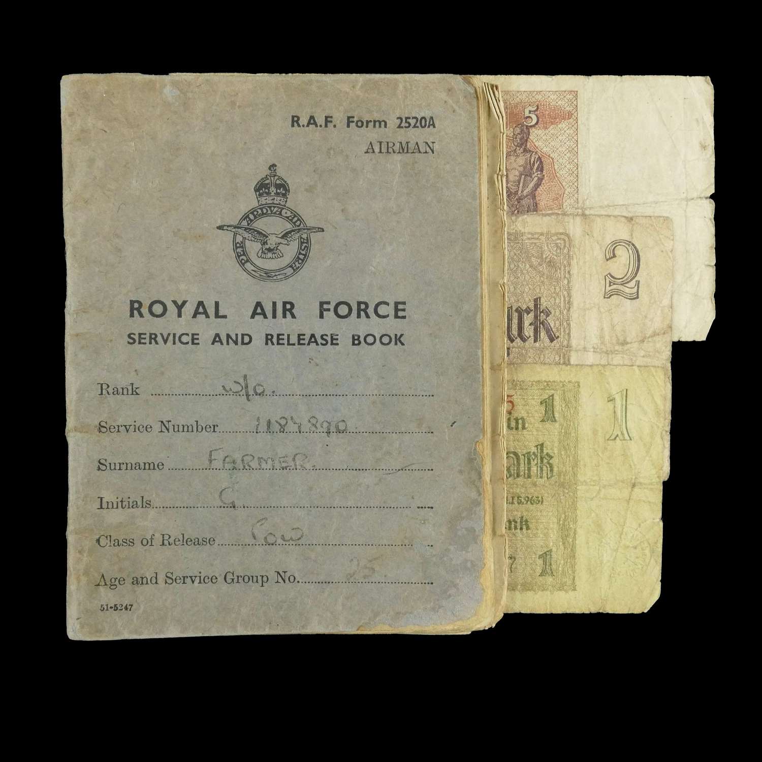 RAF service & release book - 51 Squadron / PoW