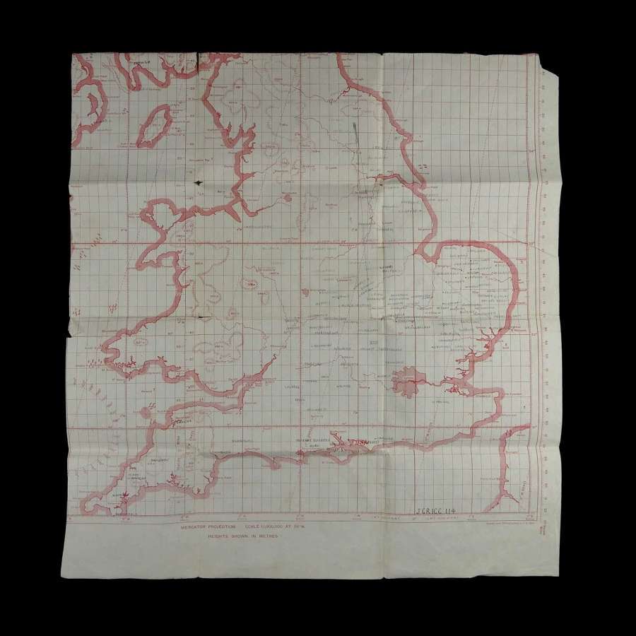 RAF plotting map, England/Wales, 1943