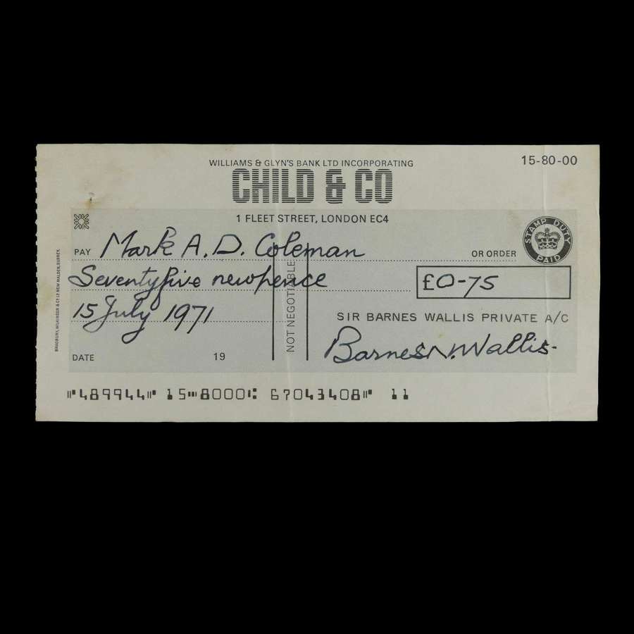 Barnes Wallis autograph / cheque