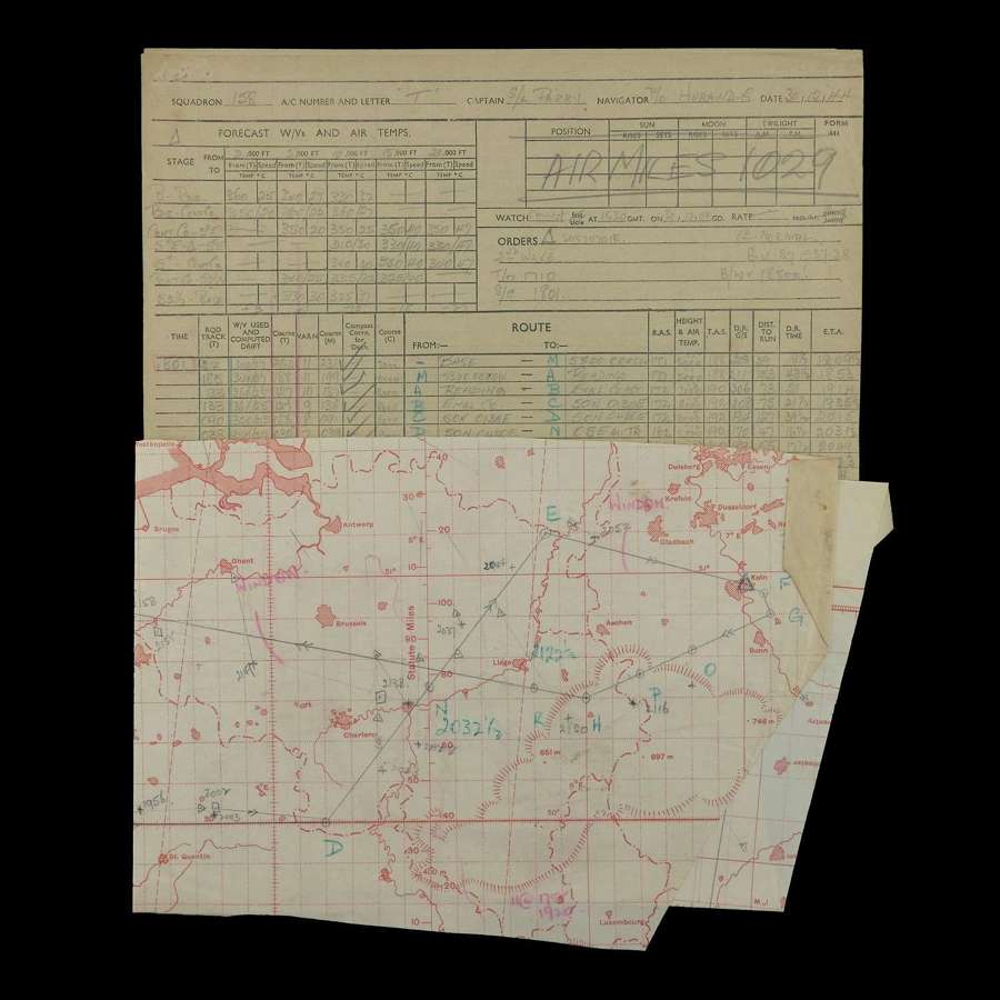 RAF 158 Squadron Navigator's raid chart - Koln
