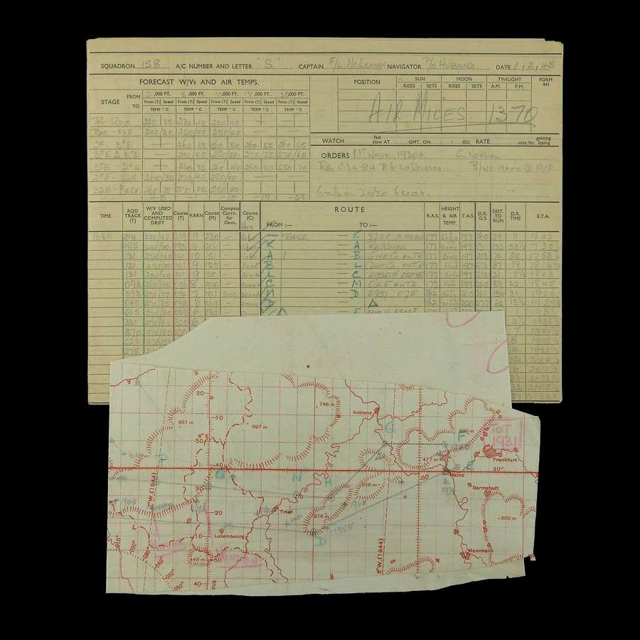 RAF 158 Squadron Navigator's raid chart - Mainz