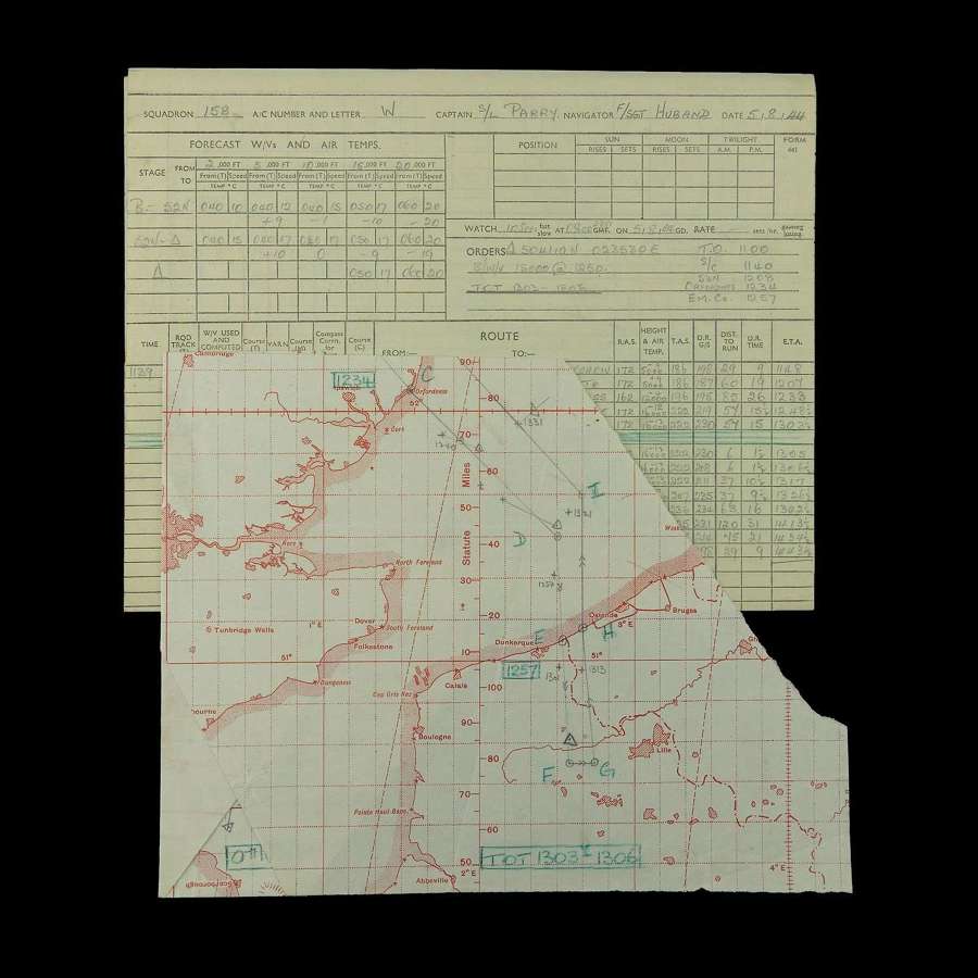 RAF 158 Squadron Navigator's raid chart, Foret de Nieppe
