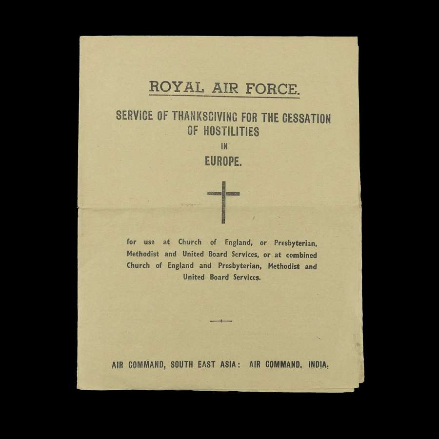 RAF VE Day order of service, SEAC, India