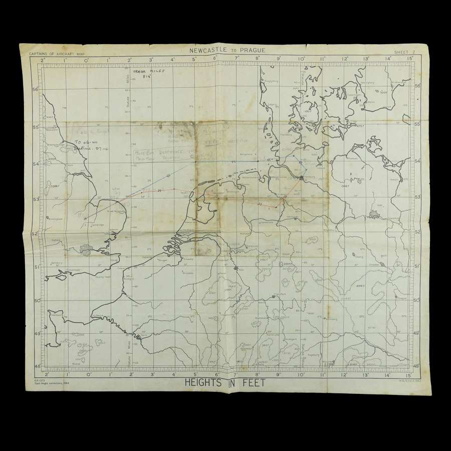 RAF Captain of Aircraft map - Hamburg Raid, 31.03.45