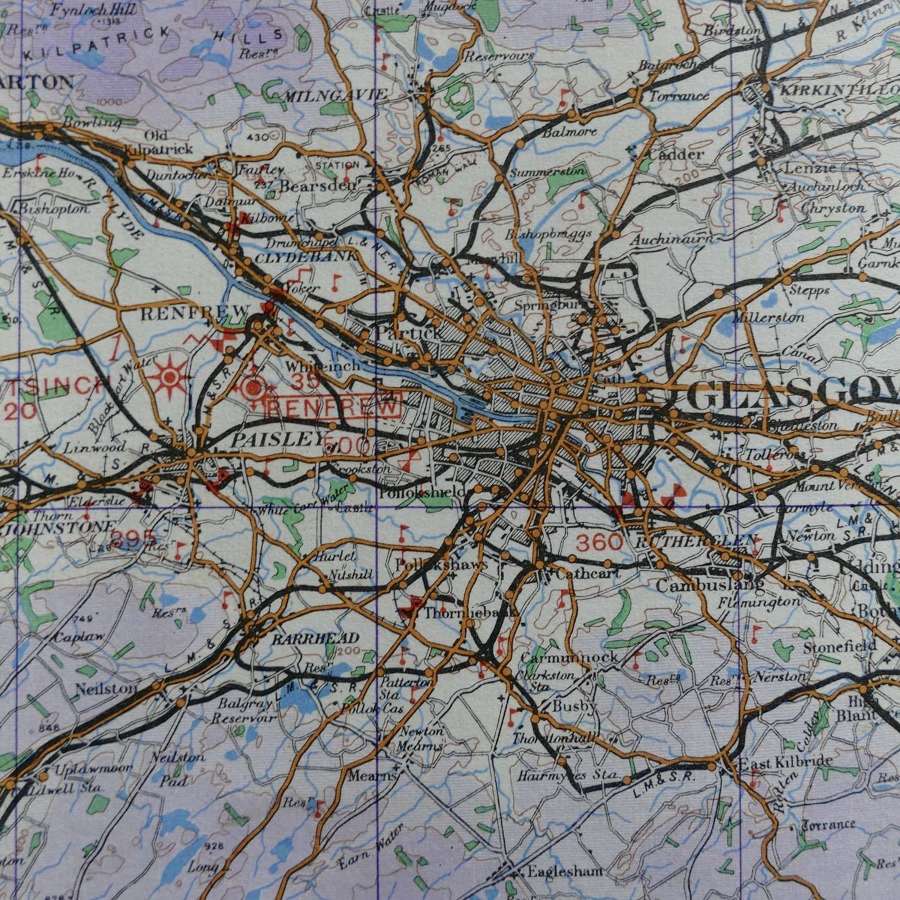 RAF flight map, Scotland, Glasgow, Oban And The Southern Islands