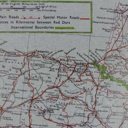 RAF tissue paper escape & evasion map, Spain